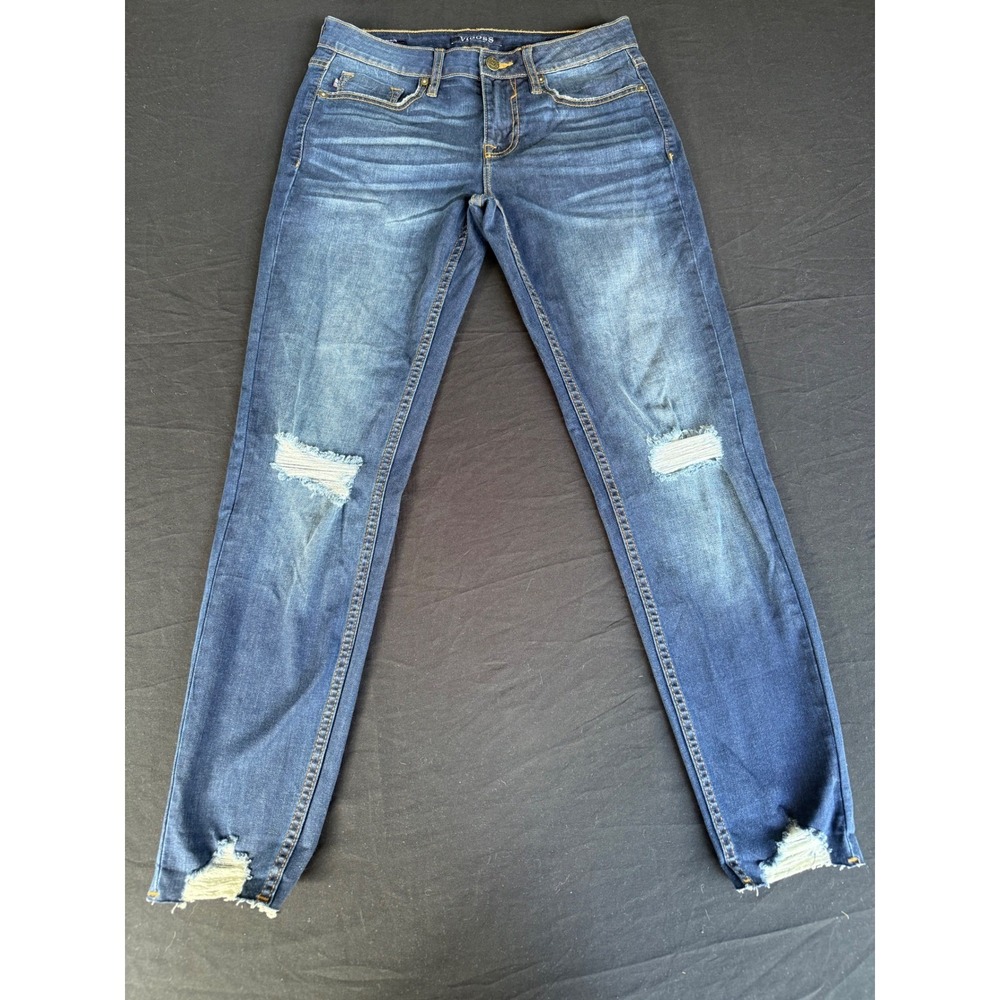 Vigoss Thompson‎ Tomboy Mid Rise Distressed Skinny Jeans Blue W27 L26 - Picture 3 of 12